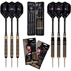 ONE80 “The Dark Destroyer" Professional Steel Tip Dart 6 Barrels in Two Styles(20/22g) with Aluminum Shafts, Thick Flight, Slim Case and Gift Box