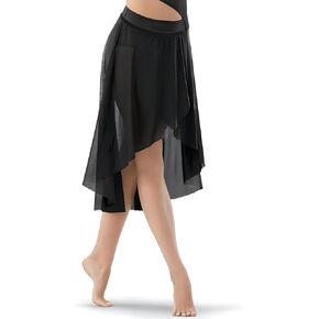 Women's Ballet Wrap Skirt Black Chiffon Dance Skirt Adjustable Ballerina Dance Costume with Adjustable Waist