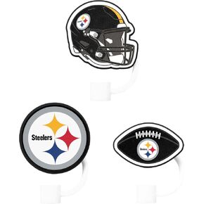 FOCO Pittsburgh Steelers NFL 3 Pack Primary Logo Straw Toppers