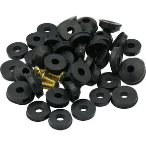 Flat and Beveled Faucet Washers and Brass Bibb Screws Assortment, 48 Pieces