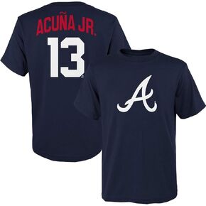Ronald Acuna Jr. Atlanta Braves MLB Kids Youth 8-20 Official Navy Player Name & Number T-Shirt