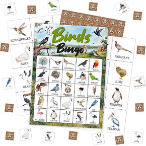 Bird Bingo Card, Nature Themed Birthday Bingo Game for Adults Family Friends, Birds Games for Bird Lovers, North America Birds Bingo Kit for Birthday Party, Camping Games for 24 Players -14