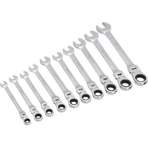 Amazon Basics Flexible Gear Ratcheting Wrench Set, 10 Pieces