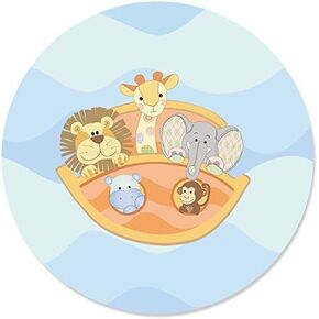 Big Dot of Happiness Noah's Ark - Baby Shower Circle Sticker Labels - 24 Count