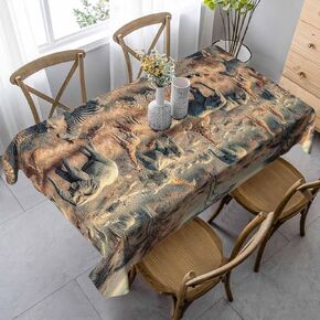 African Animals Table Cloth for Rectangle Table 60x84 Inch Leopard Zebra Elephant Giraffe Kitchen Table Cover Decorations for Home Dinner Party