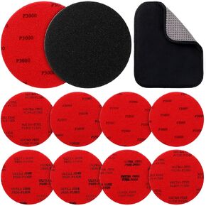 Demissle 9 Pack Bowling Ball Sanding Pads with Bowling Towel Bowling Sanding Pads Polishing Cleaning Kit Bowling Accessories, Grit 500, 800, 1000, 1200, 1500, 2000, 2500, 3000 for Different Texture