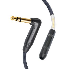 10FT Right Angle 1/4 TRS Stereo Male to Female Audio Extension Cord,Right Angle 6.35MM TRS Male to Female Stereo Headphone Guitar Extension Cable Cord for Amplifiers,Headphone,Electronic Mixer