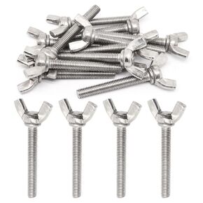 12Pcs Wing Screws Bolts 304 Stainless Steel Hardware Butterfly Hand Screws for Industrial Machines, Equipment-M6 x 45mm