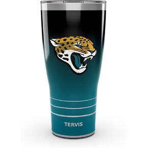 Tervis Traveler NFL Jacksonville Jaguars - Ombre Triple Walled Tombler Travel Cup Cupts Procks Barch & Hot ، 30 oz ، الفولاذ المقاوم للصدأ