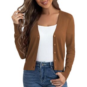 Ahlaray Women's Cropped Cardigans Sweaters Button Down Open Front Bolero Shrugs for Dresses, S-XL