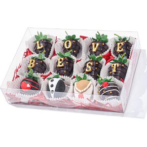 20Pcs 10x7x2Inches Clear Chocolate Covered Strawberries Boxes for 12 Bakery Boxes Cookies Boxes Cakesickle Boxes Macaron Boxes Donut Truffle Boxes for Christmas Valentine's Mother's Day