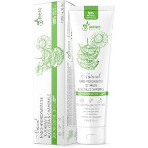 Natural Fluoride Free Toothpaste - Nano Hydroxyapatite, Remineralizing, Sensitive Teeth, Whitening & Zero Waste Tube - Dentist Recommended for Adult & Kids Oral Aloe Vera & Chamomile (Single, Aloe)