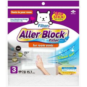 Adhesive Anti-Allergenic Air Vent Filters - 3 Pieces, 7.8’’x 15.7’’, Made in Japan