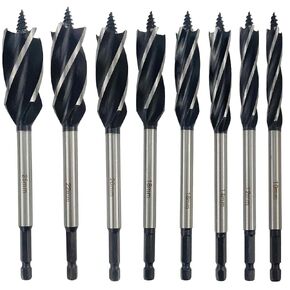 8Pcs Auger Drill Bit for Wood Set High Carbon Steel Wood Drill Bit(10mm9/23,12mm9/19,14mm5/9,16mm7/11,18mm5/7,20mm11/14,22mm13/15,25mm1) Ideal for Hardwood, Softwood, and Plastic