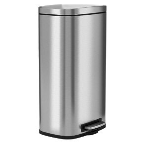 8 Gallon / 30 Liter Fire Resistant Stainless Steel Step On Pedal Trash Can with Odor Filter and Removable Inner Bucket, FM Approvals Class 6921
