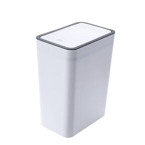 Bathroom Trash Can with Lid, 10L / 2.6 Gallon Plastic Slim Garbage Can Airtight Waste Basket with Press Top Lid for Toilet, Bedroom, Office, Kitchen, Dorm (White)