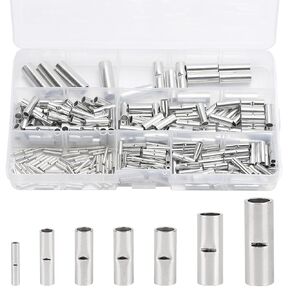 284PCS Non Insulated Butt Connectors Kit, 26-6 Gauge Tinned Red Copper Butt Connector Non Insulated Wire Connectors Wire Crimp Connectors for Electrical Appliances Boats etc Cars