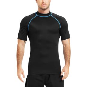 Mens Short Sleeve Rash Guard UPF 50+ Sun Shirts Fishing Running Swimming Quick Dry Tops for Men