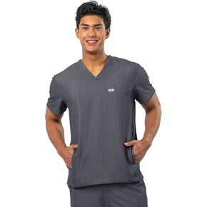 Peter 4-Pocket V-Neck Scrub Tops for Men - Soft Stretch Fabric Top, Men's Scrubs, Slim Fit