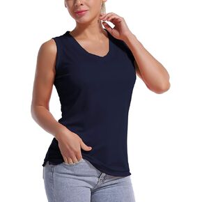 غلاف Bubbllemime للسيدات القصير/بلا أكمام UPF 50+ V الرقبة THERIC THERET TOPS TOPS TOPS TOPS TOPRES