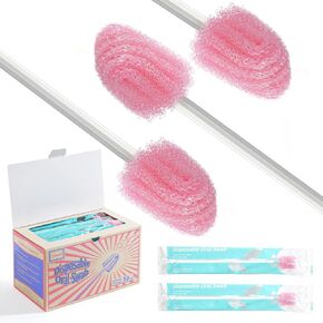 Kids Disposable Soft Toothbrush, Safety Small Size Gum-Protective Mouth Swabs, Soft Oral Swab for Kids, Anti-slip shaft.Non-Detaching Sponge.Individually Wrapped (50 Counts)