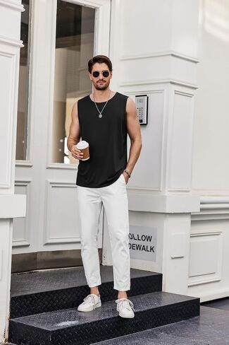 COOFANDY Mens Casual Tank Tops Moisture Wicking Muscle Sleeveless Shirts Soft Bamboo Viscose Tank Shirt 2 Pack in Saudi Arabia