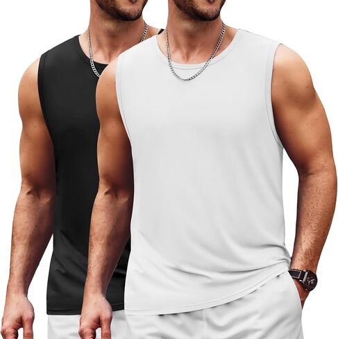 COOFANDY Mens Casual Tank Tops Moisture Wicking Muscle Sleeveless Shirts Soft Bamboo Viscose Tank Shirt 2 Pack in Saudi Arabia