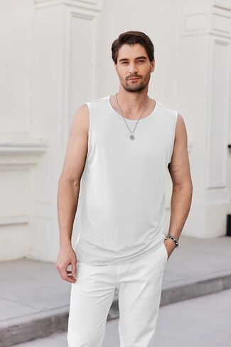 COOFANDY Mens Casual Tank Tops Moisture Wicking Muscle Sleeveless Shirts Soft Bamboo Viscose Tank Shirt 2 Pack in Saudi Arabia