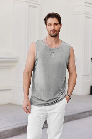 COOFANDY Mens Casual Tank Tops Moisture Wicking Muscle Sleeveless Shirts Soft Bamboo Viscose Tank Shirt 2 Pack in Saudi Arabia