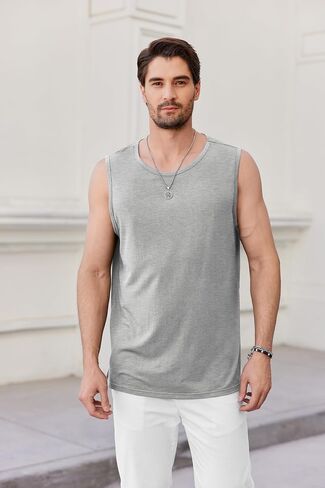 COOFANDY Mens Casual Tank Tops Moisture Wicking Muscle Sleeveless Shirts Soft Bamboo Viscose Tank Shirt 2 Pack in Saudi Arabia