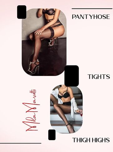 Mila Marutti جوارب طويلة الفخذ العليا للنساء جوارب طويلة سوداء غير شفافة الجوارب وهمية الرباط الموضة الجوارب in Kuwait