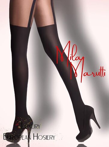 Mila Marutti جوارب طويلة الفخذ العليا للنساء جوارب طويلة سوداء غير شفافة الجوارب وهمية الرباط الموضة الجوارب in Kuwait