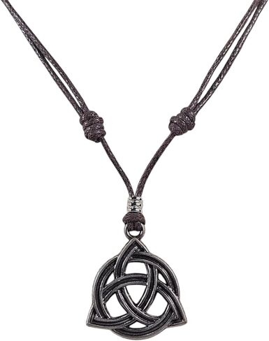 قلادة BlueRica Celtic Trinity Knnot Triquetra على حبل أسود قابل للتعديل in Kuwait