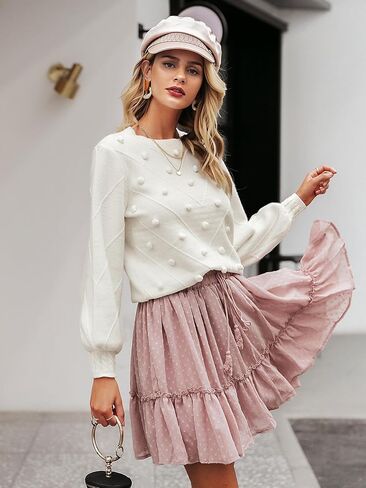 Miessial Women's Fall Floral Crewneck Knit Sweater Long Sleeve Casual Y2K Vintage Chunky Pullover Sweater Tops Trendy in Kuwait