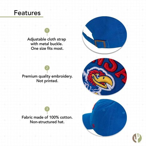 Desert Cactus University of Kansas Baseball Hat Jayhawks KU Brimmed Embroidered Hats Cap Adjustable Cloth Strap Adult Type B in Saudi Arabia