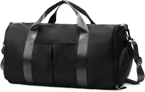 ZGWJ Sports Gym Bag with Wet Pocket & Shoes Compartment, Waterproof Shoulder Weekender Bag for Women and Men Swim Sports Travel Gym Bag Lightweight and easy Carry on Black in Kuwait
