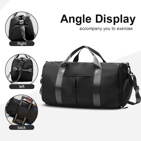 ZGWJ Sports Gym Bag with Wet Pocket & Shoes Compartment, Waterproof Shoulder Weekender Bag for Women and Men Swim Sports Travel Gym Bag Lightweight and easy Carry on Black in Kuwait