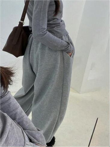 Women's Plus Size Joggers Wide Leg Drawstring Waist Sweatpants Casual Sports Pants with Pockets in Saudi Arabia