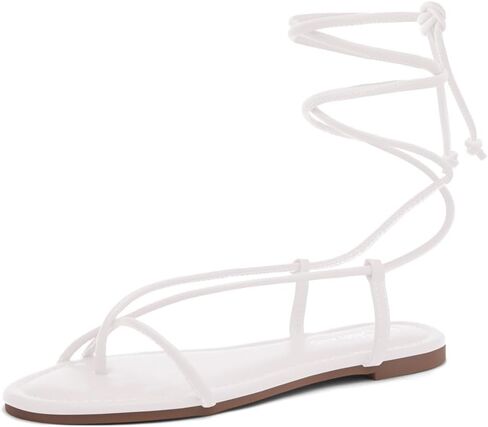 Shoe Land Womens SL-Auday Lace Up Flat Sandals Open Toe Wrap Ankle Strap Shoes in Saudi Arabia