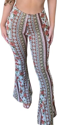 YUZIBAO Women's Flare Yoga Leggings High Waisted Boho Palazzo Wide Leg Pants Bell Bottoms in Kuwait