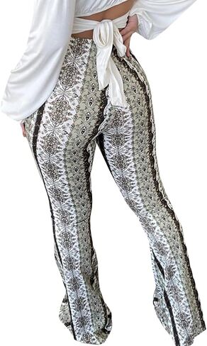 YUZIBAO Women's Flare Yoga Leggings High Waisted Boho Palazzo Wide Leg Pants Bell Bottoms in Kuwait