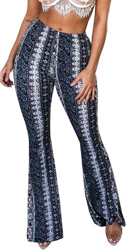 YUZIBAO Women's Flare Yoga Leggings High Waisted Boho Palazzo Wide Leg Pants Bell Bottoms in Kuwait