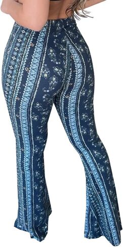 YUZIBAO Women's Flare Yoga Leggings High Waisted Boho Palazzo Wide Leg Pants Bell Bottoms in Kuwait