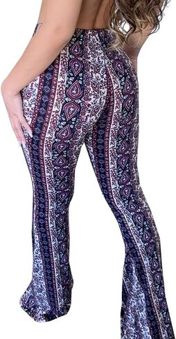 YUZIBAO Women's Flare Yoga Leggings High Waisted Boho Palazzo Wide Leg Pants Bell Bottoms in Kuwait
