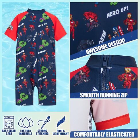 Marvel Rash Guard Swimsuit ، أساسيات العطلات الصيفية للأطفال ، ملابس ملابس الأطفال كاملة in Saudi Arabia