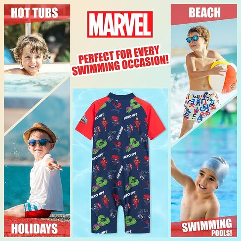 Marvel Rash Guard Swimsuit ، أساسيات العطلات الصيفية للأطفال ، ملابس ملابس الأطفال كاملة in Saudi Arabia