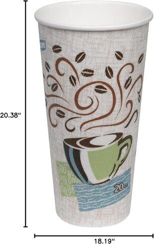 Dixie Perfectouch 20 أوقية. الورق المعزول فنجان القهوة الساخن من GP Pro (Georgia-Pacific) ، ضباب القهوة ، 5320 سم ، 500 عدد (25 كوب لكل غلاف ، 20 أكمام لكل حالة) ، تصميم ضباب القهوة in Kuwait