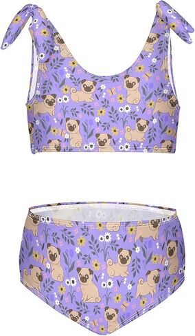 Pugs Pugs Flowers Butterflies Girls Bikini مجموعات 2 قطعة السباحة بدلة السباحة ملابس السباحة in Kuwait