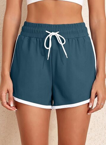 Aleumdr Womens Swim Shorts Color Block Side Split High Waisted Quick Dry Athletic Swim Board Shorts with Pockets in Saudi Arabia