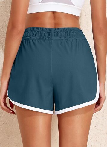 Aleumdr Womens Swim Shorts Color Block Side Split High Waisted Quick Dry Athletic Swim Board Shorts with Pockets in Saudi Arabia